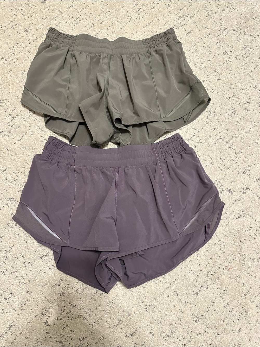 lululemon athletica Layered Athletic Shorts in Olive and Mauve
